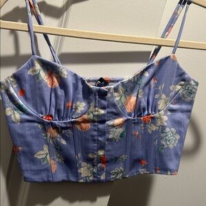 Floral Blue Crop Top